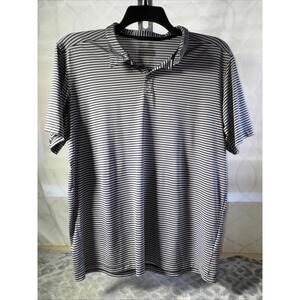 Columbia Polo Shirt Mens Large Omni Wick Black Striped Advanced Evaporation
